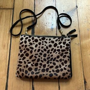 Clare V. Double Sac Bretelle Cross Body Bag leopard